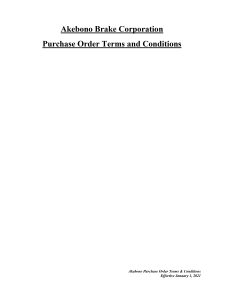 Akebono Brake Corporation U.S. Purchase Order Terms and Conditions